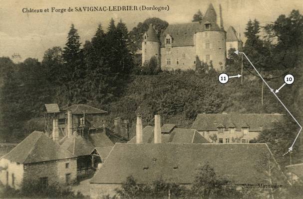 Cliquer pour agrandir : L'alimentation électrique de la forge au château ; vers 1920 (c) Ed. Mazaudon ; CD24